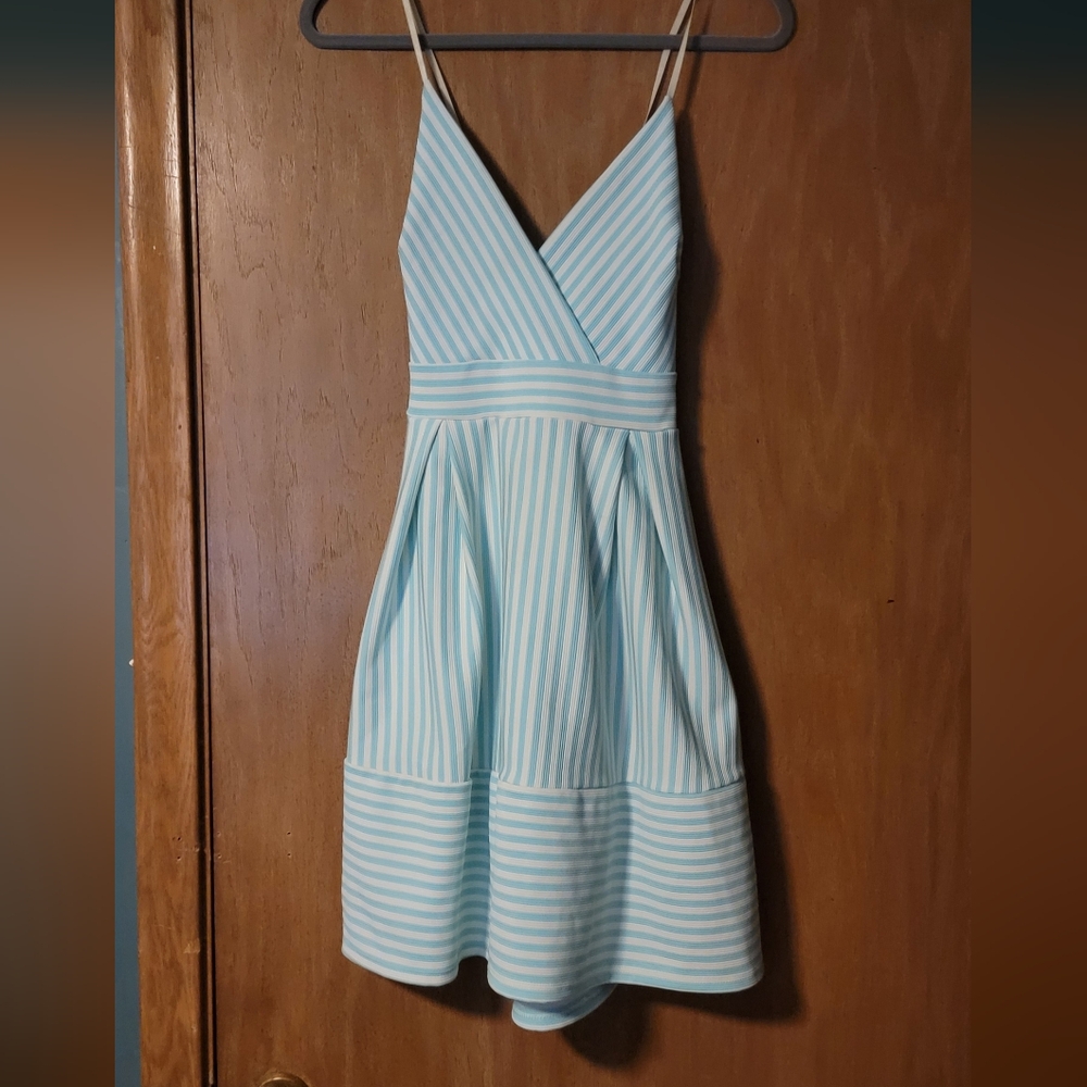Blue & White Striped Summer Sun Dress